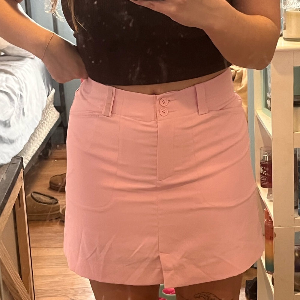 Pink Button-Front Nike Golf Skirt